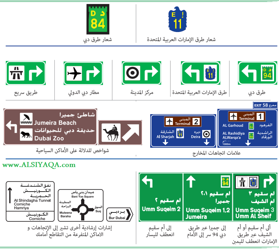 الإشارات الإرشادية في الإمارات (دبي - ابوظبي - الشارقة)